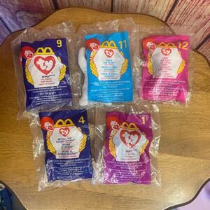 NIP Five Vintage McDonald's Ty Beanie Baby Happy Meal Toys 1998 & 1999 Sealed